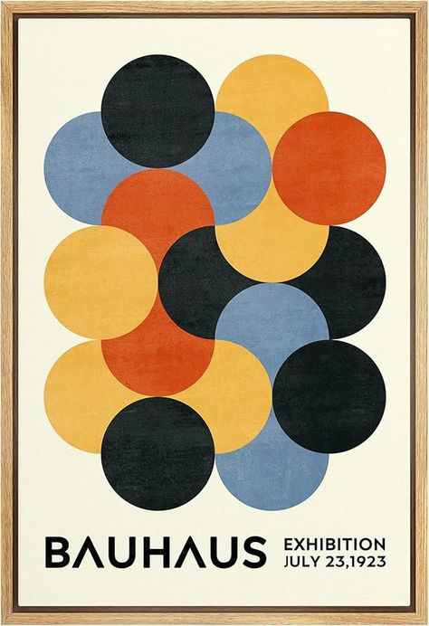 Amazon.com: MUDECOR Framed Canvas Print Wall Art Geometric Colorful Circle Bauhaus Polygon Abstract Shapes Illustrations Fine Art Mid-Century Modern Multicolor for Living Room, Bedroom, Office - 16"x24" NATURAL: Posters & Prints Bauhaus Illustration, Bauhaus Colors, Black Posters, Modern Abstract Art Geometric, Mid Century Modern Artwork, Mid Century Modern Art Print, Mid Century Modern Poster, Colorful Circle, Modern Graphic Art