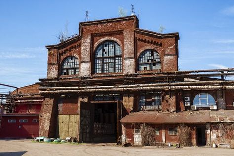 Warehouse Exterior, Factory Exterior, Warehouse Building, Abandoned Warehouse, San Myshuno, Factory Architecture, Shop Facade, Industrial Building, Factory Building