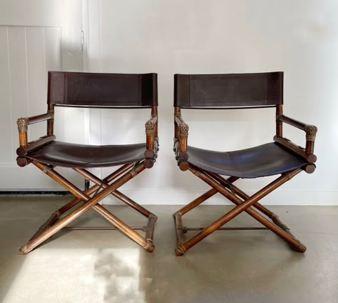 Mc Guire Directors' chairs, USA 1960s | #255494 Director Chair Dining Room, Directors Chair Photoshoot, Director Chairs, Custom Directors Chair, Director's Chair, Bamboo Coffee Table, Wicker Armchair, Directors Chair, Dining Room Set