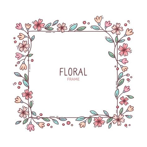 Cute spring floral frame | Free Vector #Freepik #freevector #flower #frame #floral #nature Flower Page Border Design, Border Floral Design, Borders And Frames Flowers, Borders Design Pattern, Photo Frame Border Design, Floral Design Drawing Border, Floral Frame Drawing, Floral Border Design Drawing, Floral Border Design Frames