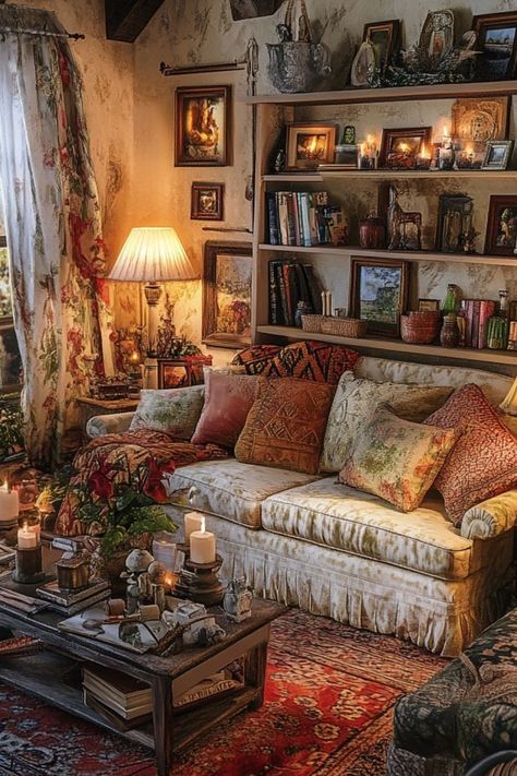 Design a cozy cottage-style living room with rustic charm. #CottageDecor #CozyLivingRoom #RusticStyle Cottage Living Room Ideas, Cozy Cottage Living Room, Cozy Window Nook, Cottage Style Living Room, Cottage Living Room, Cottage Living Rooms, English Design, Cottage Interiors, Cottage Living