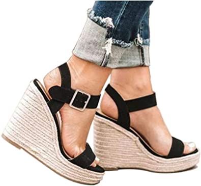 Amazon.com | VICKI·VICKI Women's Platform Sandals Wedge Ankle Strap Open Toe Sandals | Platforms & Wedges Strappy Wedge Heels, Women Platform Sandals, Platform High Heel Shoes, Womens Sandals Summer, Open Toe High Heels, Ankle Strap Wedges, Womens Sandals Wedges, Casual Sneakers Women, Strappy Wedges