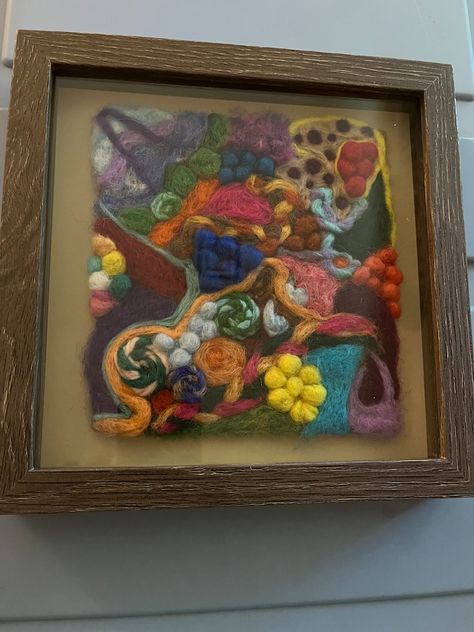 Framed Art Picture Abstract Creation - Etsy Canada Felt Painting, Abstract Pictures, Wool Roving, Brown Frame, Nuno Felting, Needle Felt, Felt Art, Felted Wool, Needle Felted