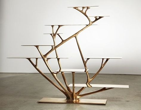 Joris Laarman, Branch Bookshelf, 2010, Bronze, 270 × 100 × 230 cm Branch Bookshelf, Art Deco Cafe, Crazy Furniture, Unique Bookshelves, Bookcase Design, Shelving Design, Display Unit, Japanese Interior, Modern Chinese