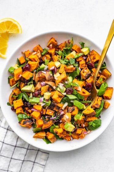 Sides Recipes - Eating Bird Food Roasted Sweet Potato Salad, Broccoli Salad With Raisins, Zesty Salad, Paleo Soups, Clean Eating Salads, Sweet Potato Salad, Eating Bird Food, Sweet Potato Spinach, Baked Chicken Tenders