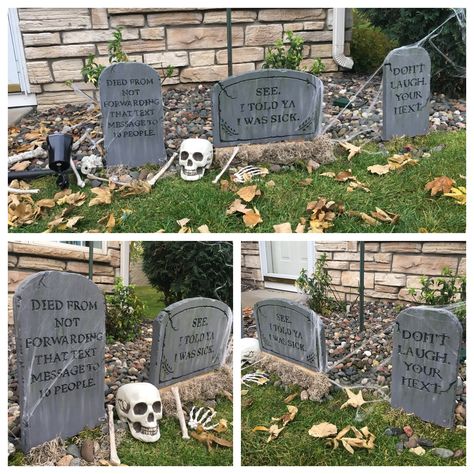 Grave Stones Ideas Halloween, Paint Foam Board, Halloween Graveyard Ideas, Halloween Crafts Ideas, Grave Stone, Halloween Decorations Ideas, Grave Stones, Halloween Graveyard, Haunted House Party