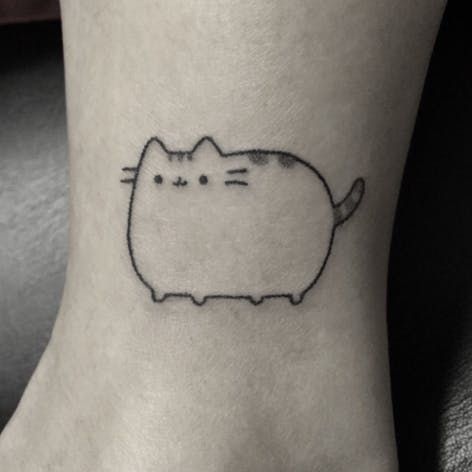 Fat Cat Tattoo, Stick Poke Tattoo, Funky Tattoos, Cute Tats, Hand Poked Tattoo, Stick N Poke, Cute Little Tattoos, Poke Tattoo, Best Friend Tattoos