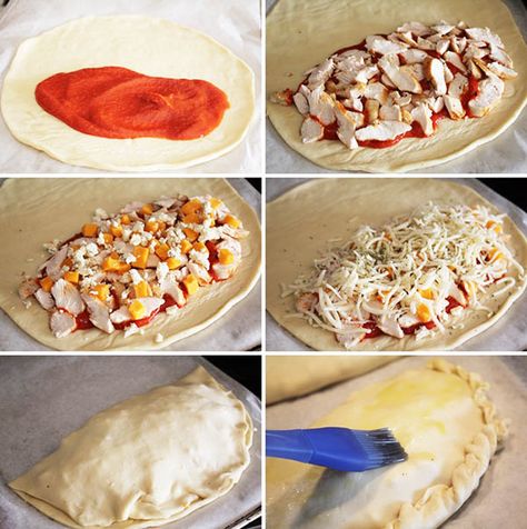 Calzone de pollo y queso pasos Cooking Videos Tasty, Challah Bread Recipes, Pizza Calzone, Calzone Recipe, Pizza Recipes Homemade, Gluten Free Pizza, Good Pizza, Pizza Recipes, Food Cravings