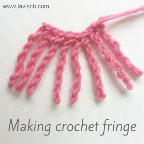 Fringe Scarf Crochet, Crochet Border Patterns, Crochet Edging Patterns, Crochet Cord, Crochet Fringe, Crochet Ornaments, Crochet Borders, Crochet Stitches Tutorial, Crochet Stitches Patterns