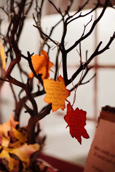 20 Ideas Instead Of Guest Book - WeddingPlanner.co.uk Fall Wedding Guest Book, Creative Seating, Thanksgiving Tree, Wedding Guest Book Ideas, Autumn Wedding Ideas, Guest Book Ideas, Wishing Tree, Fall Bridal Shower, Fall Wedding Guest