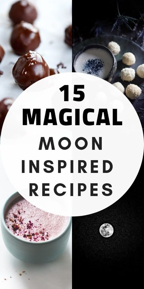 These lunar inspired recipes will inspire the moon lover in you with their creativity, charm and deliciousness! Whether you’re celebrating a lunar eclipse, throwing a full moon gathering, or you’re simply enchanted by the moon all year-round, you’re certain to find a lunar-inspired recipe to infuse you with its magick and beauty! #moon #moonrecipes #fullmoonparty #mooninspired #mooninspiredrecipe #moonfood Witchy Recipes, Moon Milk Recipe, Moon Food, Witch Recipes, Eclipse Party, Moon Cookies, Kitchen Witch Recipes, Moon Milk, Magical Moon