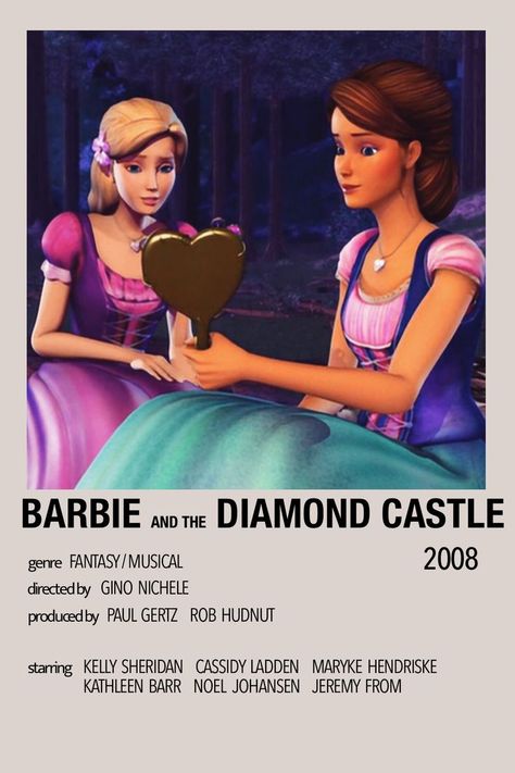 Liana And Alexa, Barbie Old Movies, Barbie Movies List, Minimalistic Polaroid Poster, Castle Video, All Barbie Movies, Barbie Diamond Castle, Barbie And The Diamond Castle, Barbie Posters