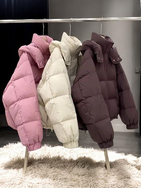 Cute Winter Jackets, Korean Winter Jacket, Women Jackets Winter, Cotton Jackets Women, Warm Winter Jacket, Korean Winter, Snow Wear, Winter Shorts, Puffer Jacket Women