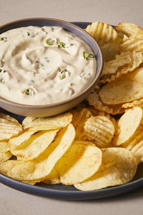 Roasted Garlic Dip | "This was delicious. I served it as a dip for some homemade French fries that were topped with parmesan and truffle oil. So good." #appetizers #appetizerrecipes #appetizerideas #apps #entertaining Potato Chip Dip Recipes, Roasted Garlic Sauce Recipe, Yogurt Dip Recipes, Potato Chip Dip, Roasted Garlic Dip, Easy Chip Dip, Best Chip Dip, Garlic Dip Recipes, Roasted Garlic Sauce