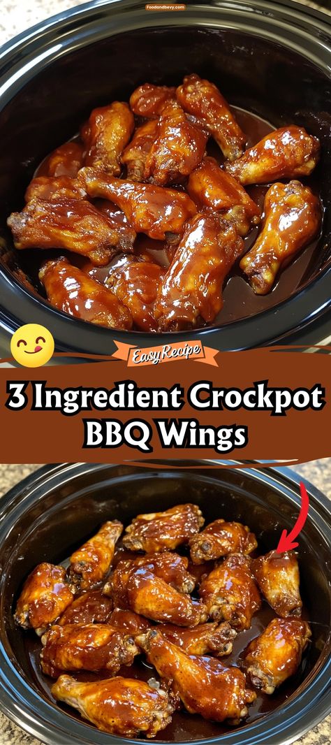 3-Ingredient Crockpot BBQ Wings via @recipesforfamily12 Bbq Sauce And Grape Jelly Chicken, 3 Ingredient Crockpot Bbq Chicken Wings, How To Cook Chicken Wings In Crockpot, Crockpot Bbq Wings Easy, Crockpot Hot Wings Buffalo, Honey Bbq Wings Crockpot, Crockpot Party Wings, Chicken Wing In Crockpot, Bbq Wings In Crockpot