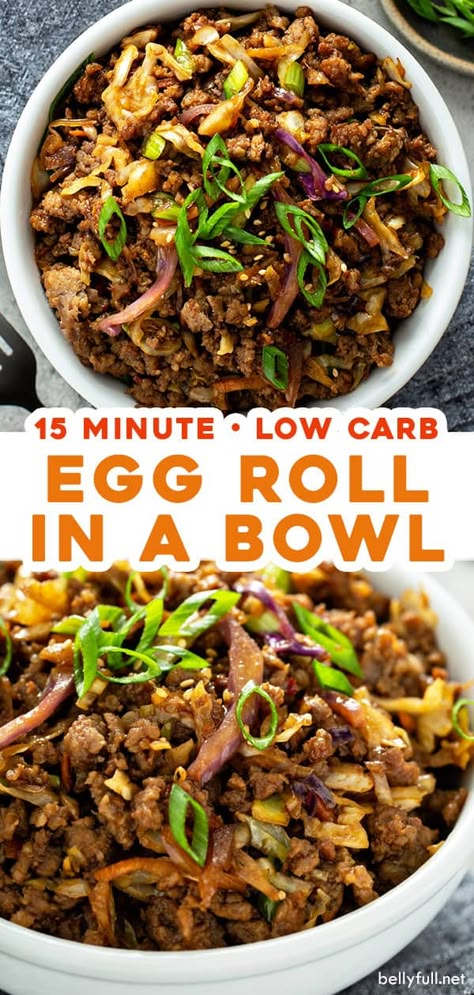 Korean Ground Pork, Easy Ground Pork Recipes, Pork Coleslaw, Pork Egg Rolls, Ground Pork Recipes, Eggroll In A Bowl, Egg Roll In A Bowl, Chinese Pork, Low Calorie Dinners