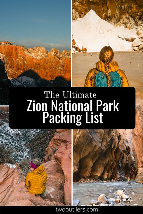 Preparing for a trip to Zion National Park and not sure what to pack? We’ve got you covered with a complete packing list of everything you need to bring for a great experience in Zion! From permits and reservations to hiking gear and waterproof equipment for the Narrows, we’ll break down the most important items to add to your Zion packing list, along with our own personal recommendations. Zion Packing List, Grand Canyon Packing List, National Park Packing List, Zion Camping, Trip To Zion National Park, Arizona Outfits, Hiking Packing List, Zion National Park Hikes, Hiking The Narrows