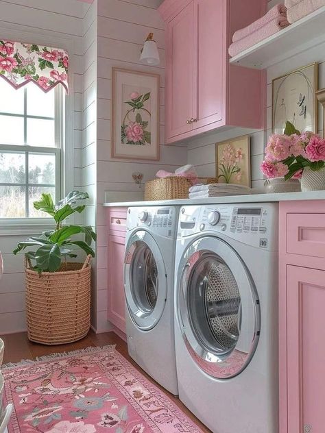 Shabby Chic, Vintage | it's new ✌️ | Facebook Pink Laundry Rooms, Diy Laundry Room, Small Laundry Room Ideas, Dream Laundry Room, My Backpack, Laundry Room Inspiration, Laundry Room Remodel, Laundry Room Diy, Small Laundry Rooms