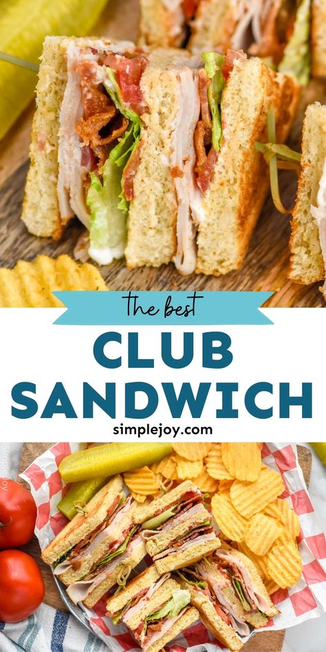 You just can't beat the classic Club Sandwich! This recipe is so easy to make, but will absolutely hit the spot! Toasted Club Sandwich, Club Sandwich For Party, Ultimate Club Sandwich, Panera Sandwiches Copycat, American Club Sandwich, Cali Club Sandwich, Hoagie Sandwiches Chicken, Easy Club Sandwich Recipes, How To Make A Club Sandwich