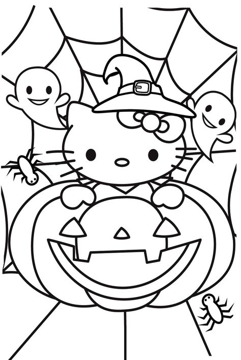 Coloring Pages Pumpkins, Coloring Pages Hello Kitty Halloween, Colouring Pages For Kids Halloween, Coloring Pages For Halloween, Hello Kitty Coloring Pages Halloween, Halloween Printable Coloring Pages, Printable Coloring Pages Halloween, Sanrio Halloween Coloring Pages, Colouring Pages Halloween