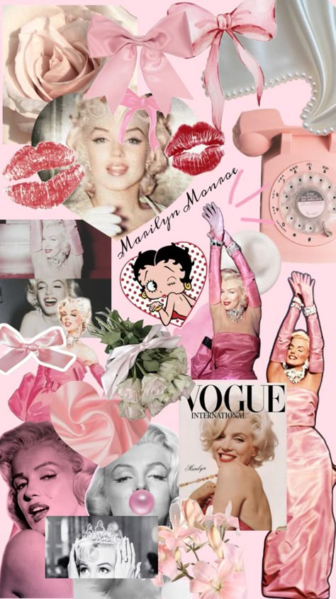 Wallpaper, vintage, pink Cool Home Screens, Marilyn Wallpaper, Chloe Wallpaper, Baddie Cartoon Aesthetic Pfp, Marilyn Monroe Aesthetic, Cute Girly Wallpapers, 1950s Love, Preppy Backgrounds, Marilyn Monroe Wallpaper