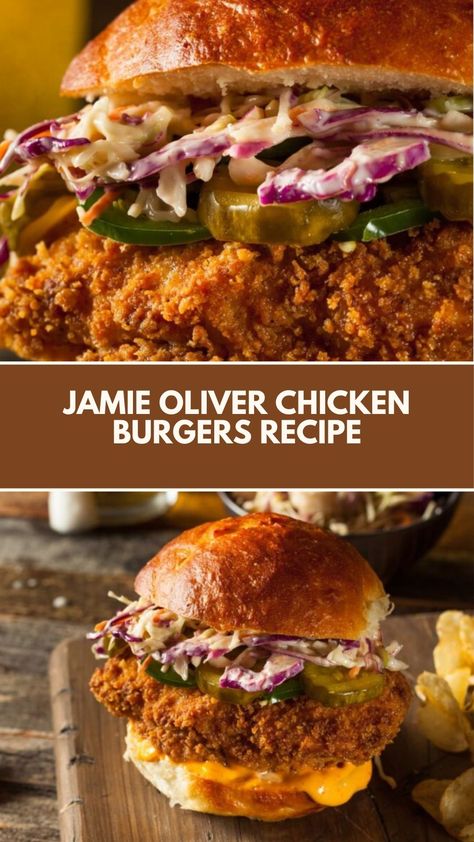 Jamie Oliver Chicken Burgers are made with extra-lean ground chicken, Italian-seasoned bread crumbs, onion, garlic, and olive oil. This easy Chicken Burgers recipe creates a easy dinner that takes about 30 minutes to prepare and can serve up to 4 people. Jamie Oliver Recipes 15 Minute Meals, Jamie Oliver Recipes 5 Ingredients, Easy Chicken Burger Recipe, Jamie Oliver Chicken, Jaime Oliver, Welsh Food, Greek Chicken Pasta, Chicken Italian, Celebrity Food