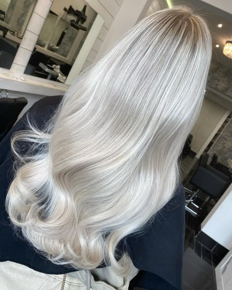 White Blonde Hair Styles, Cool Tone Silver Hair, Balayage White Hair, Icy Blonde Hair Extensions, White Hair With Green Eyes, Icy Pearl Blonde Hair, Ice White Hair Icy Blonde Highlights, White Blonde Babylights, Blonde With Icy Highlights