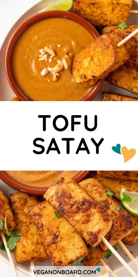 Tofu satay is a Thai-inspired, flavourful and delicious vegan dish that can be made with just a few ingredients. It's protein-packed, versatile and fun to eat with its peanut dipping sauce! A delightful meal for sharing with your loved ones. 4 Ingredient Vegetarian Recipes, Vegetarian Bbq Recipes, Summer Vegan Meals, Thai Vegetarian Recipes, Grilled Tofu Recipes, Mexican Tofu, Tofu Snack, Vegan Summer Dinner, Tofu Satay