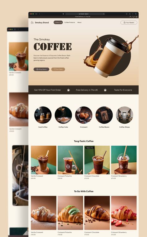 Coffee Shop website template Wix Studio Website Design, Coffee Shop Website Design Inspiration, Cafe Website Design Layout, Coffee Web Design, Coffee Website Design, Cafe Website Design, San Francisco Cafe, Web Cafe, E Commerce Web Design