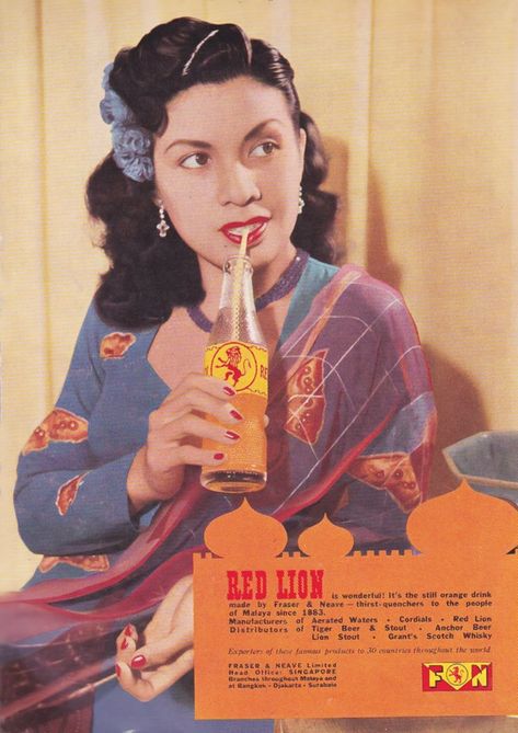 seniwati maria menado pada iklan F&N Retro Malaysia, Malaysian Illustration, Iklan Vintage, P Ramlee, Malaysia Vintage, Tiger Beer, People Crowd, Old Posters, Batik Art