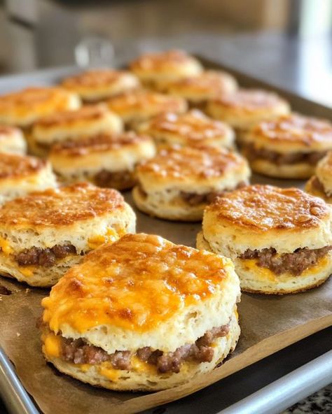 We call it 'Biscuits from the Heart.' Only three ingredients, but it tastes like you've been in the kitchen all day! Using Canned Biscuits, Dude Food, Frozen Biscuits, Sausage Biscuits, Crescent Recipes, Biscuit Sandwich, Flaky Biscuits, Canned Biscuits, Southern Kitchen