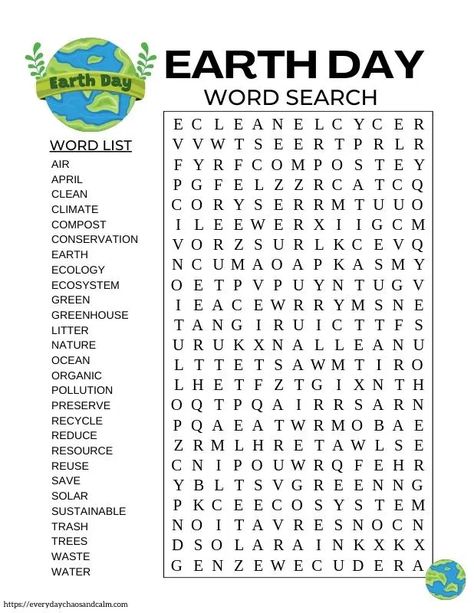 Free Printable Earth Day Word Search Earth Day Worksheets For Kids, Earth Day Word Search, Valentines Word Search, Earth Day Coloring Pages, Valentine Words, Word Search Printables, Educational Wall Art, Screen Free Activities, Earth Day Activities