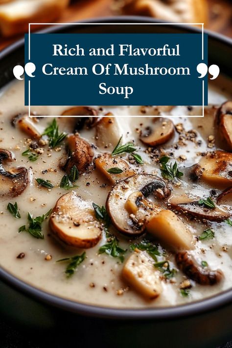 There’s nothing more comforting than a bowl of homemade Cream of Mushroom Soup. Full of savory mushrooms and cream, this soup is the perfect way to warm up on a cold day. Serve with crusty bread for the ultimate cozy meal that feels like a hug in a bowl. Cream Of Mushroom Soup From Scratch, Homemade Mushroom Soup Cream, Best Cream Of Mushroom Soup Recipes, Instant Pot Cream Of Mushroom Soup, Coconut Cream Soup Recipes, Healthy Cream Of Mushroom Soup, Homemade Cream Of Mushroom Soup Recipes, Cream Of Mushroom Soup Recipes Crockpot, Creme Soup Recipes