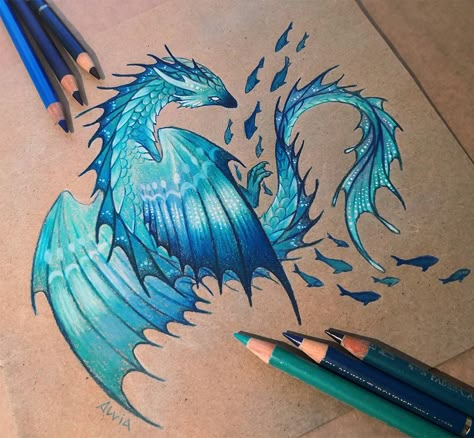 Sea dragon by AlviaAlcedo on DeviantArt Fantasy Dragon Art, Cute Dragon Drawing, Dragon Drawings, Dragon Sketch, Skulls Drawing, Cute Dragon, Fantasy Drawings, Water Dragon, Sea Dragon