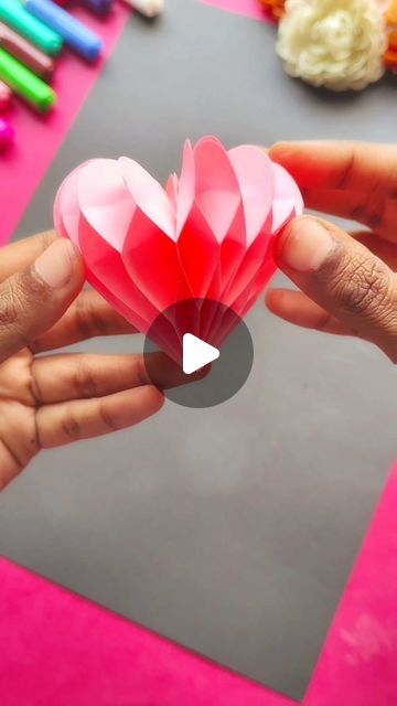 How To Make 3d Hearts Out Of Paper, Diy 3d Hearts Out Of Paper, Heart Shaped Origami, How To Make A 3d Heart, 3d Heart Paper Craft, 3d Heart Paper, 3d Paper Hearts Diy, 3d Hearts Out Of Paper, Paper Heart Chain