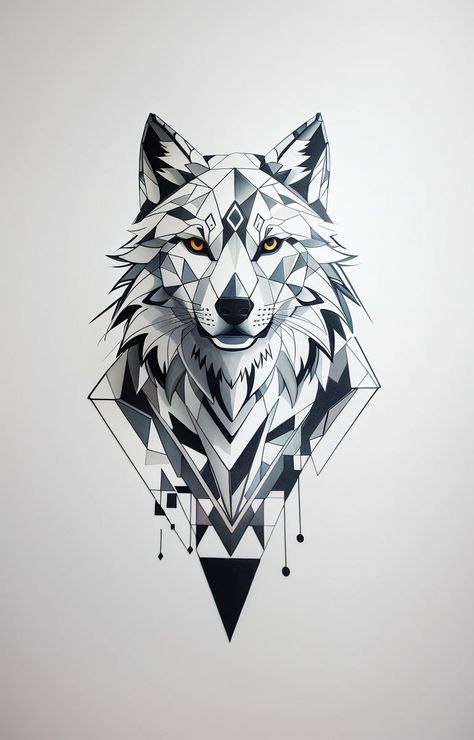 Wolf Drawing Tattoo, Simple Unique Tattoos, Geometric Wolf Tattoo, Simple Tattoo Ideas, Wildlife Tattoo, Geometric Art Animal, Tier Tattoo, Batman Cartoon, Wolf Tattoo Sleeve