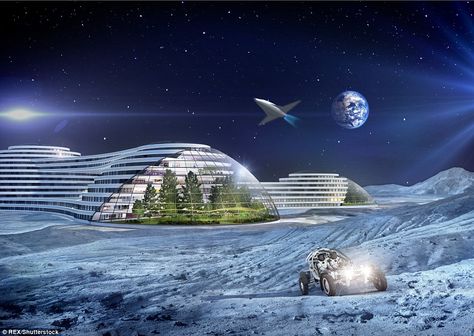 How underwater cities, super skyscrapers and 3D-printed homes will be a reality in 100 years | Daily Mail Online City On The Moon, Lunar Colony, Moon Colony, Vincent Callebaut, Holographic Projection, Space Colony, Moon Base, Underwater City, Genius Loci