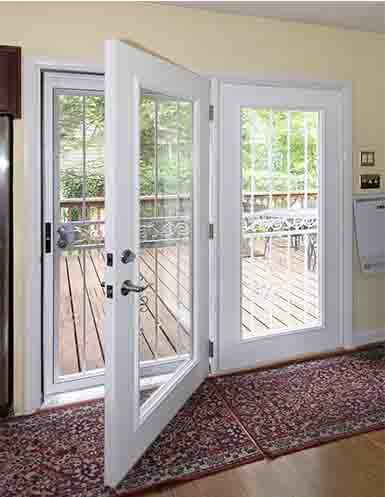 Center Hinged Patio Door, Double Patio Doors Ideas, Back Door Ideas Exterior Patio, Deck Door Ideas, Walkout Basement Door, Patio Doors With Screens, Back Patio Doors, Patio Fireplace Diy, Patio Doors Ideas