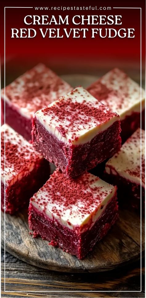 This smooth and decadent Cream Cheese Red Velvet Fudge combines the velvety richness of red velvet with a creamy layer of cream cheese. It's a show-stopping treat perfect for any occasion, offering a sweet and visually stunning dessert that will delight your guests. Cream Cheese Fudge Recipe, Cream Cheese Fudge, Velvet Fudge, Red Velvet Fudge, Cheese Fudge, Red Velvet Desserts, Velvet Cream, Gel Food Coloring, Fudge Recipes