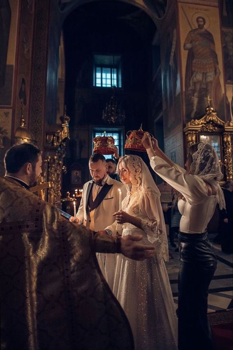 Orthodox Wedding Dress, Russian Orthodox Wedding, Orthodox Marriage, Zuhair Murad Wedding Dress, Catholic Marriage, Romance Aesthetic, Church Aesthetic, Russian Wedding, Orthodox Wedding