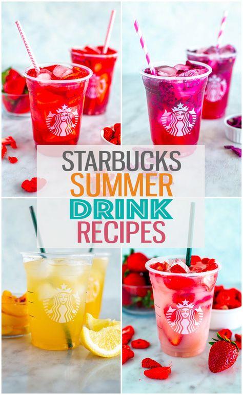 Copycat Starbucks Refreshers, Diy Starbucks Refreshers, Refreshers Recipes, Iced Green Tea Lemonade, The Best Starbucks Drinks, Mango Dragonfruit Refresher, Starbucks Pink Drink Recipe, Starbucks Strawberry Acai Refresher, Dragonfruit Refresher