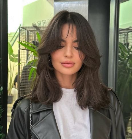 Dark Brown Face Framing Layers Layers Around The Face Medium, Haircuts For Short Length Hair, Haircut Summer 2024, Elizabeth Hairstyle, Haircuts For 2024 Women, Shoulder Length Hairstyle Women, Summer Haircuts For Medium Hair, Summer Haircuts 2024, 90s Shoulder Length Hair