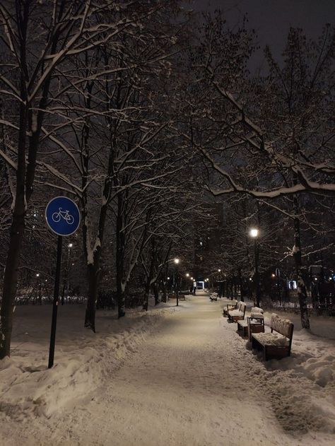 Move To Canada, Beautiful Winter Pictures, Snow Night, Snow Aesthetic, Dark Street, Winter Mood, Night Landscape, Winter Street, Winter Scenery