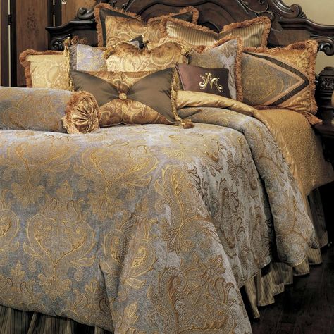 Elizabeth Comforter Set Luxury Comforter Sets, Damask Bedding, Luxury Bedding Master, Michael Amini, Luxury Bedding Collections, King Comforter Sets, Luxury Bedding Sets, King Bedding Sets, Queen Comforter Sets