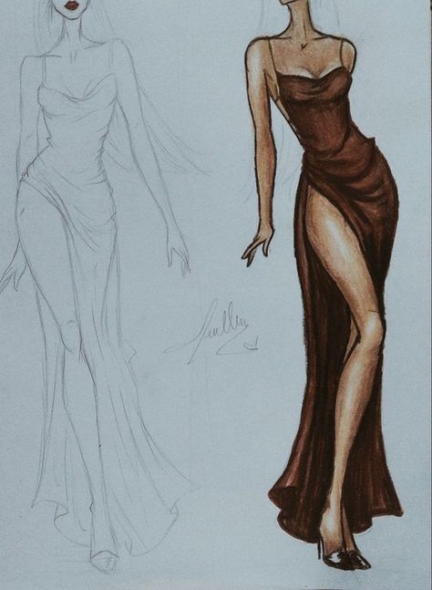 Prom Dress Designs Drawing, Fashion Sketches Wedding Dresses, Fashion Art Illustration Sketchbooks, Fashion Designer Aesthetics Sketch, Prom Sketches, Prom Dress Design Sketch, Prom Dress Sketches Design, How To Draw A Fashion Figure Sketch, Fashion Design Collection Sketch