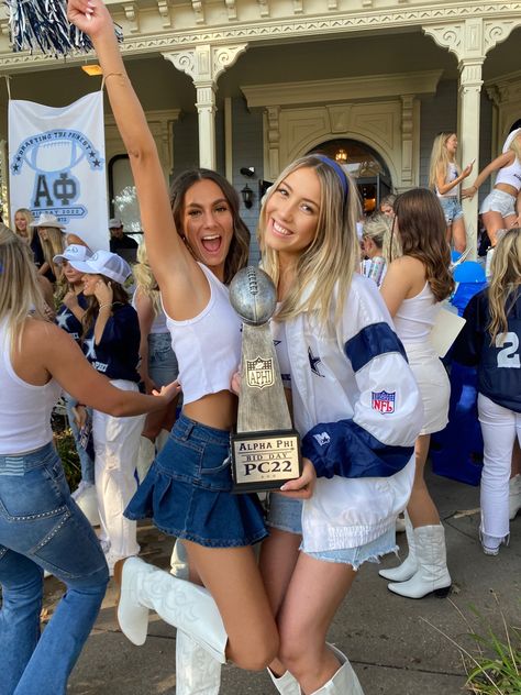 Dallas Cowboys Bid Day Theme, Drafting The Best Sorority, Drafting The Best Bid Day, Football Bid Day Theme, Bid Day Themes 2023, Baseball Bid Day, Bid Day Ideas, Sorority Bid Day Themes, Spirit Week Themes