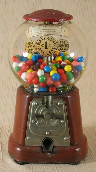 Old Gumball Machine, Vintage Gumball Machine, Gum Machine, Bubble Gum Machine, Gumball Machines, Candy Dispenser, Coin Operated, Vending Machines, Vintage Candy