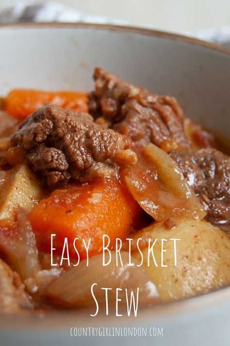 Hearty Beef Brisket Stew Brisket Stew Crockpot, Beef Brisket Stew Recipes, Leftover Brisket Stew, Brisket Potato Soup, Brisket Stew Recipes, Stew In Slow Cooker, Beef Brisket Stew, Brisket Stew, Easy Sausage Casserole