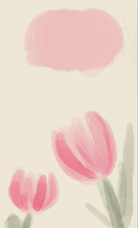 Pink Tulip Aesthetic Wallpaper, Tulips Minimalist Wallpaper, Tulip Wallpaper Drawing, Spring Wallpaper Simple, Pink Wallpaper Tulips, Cute Tulip Wallpaper, Tulip Lockscreen, Tulip Iphone Wallpaper, Tulip Wallpaper Iphone