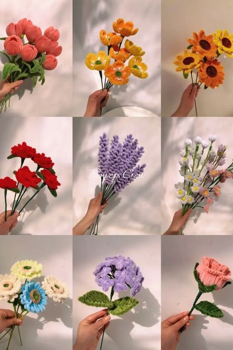 Fuzzy Wire, Hadiah Diy, Pipe Cleaner Flowers, Fleurs Diy, Confection Au Crochet, Flower Bouquet Diy, Seni Dan Kraf, Pipe Cleaner Crafts, Flower Gift Ideas